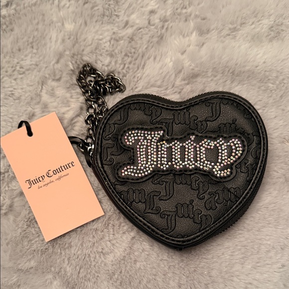 Juicy Couture Handbags - Juicy Couture Black Heart Wristlet with Rhinestone Logo
